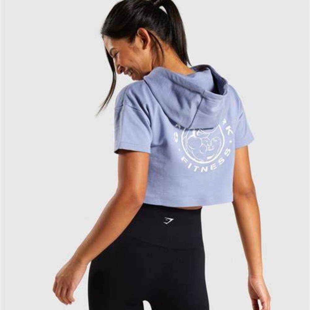 Gymshark - Legacy Fitness Short Sleeve Hoodie - Slate Blue - Medium